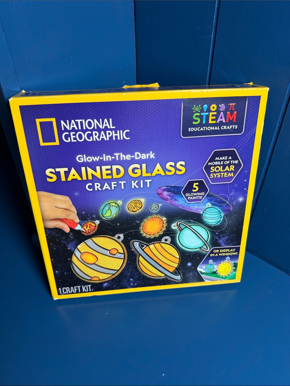National Geographic Stained Glass Craft Kit - Yellow, Purple, Blue
